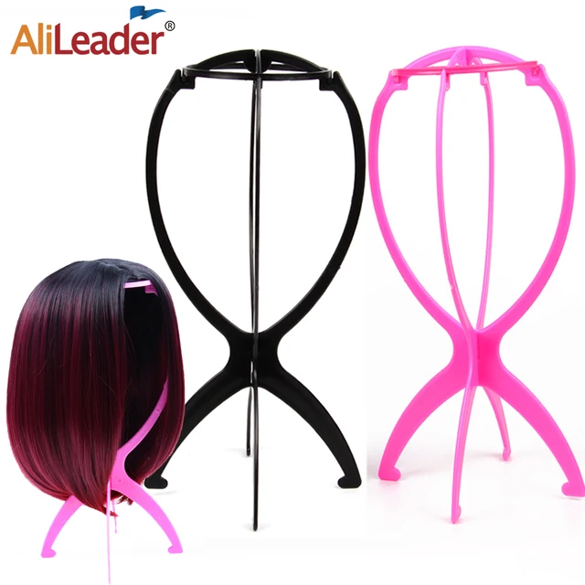 Alileader Hot Selling 18x36Cm Plastic Wig Stand Hat Display Wig Head Holders Mannequin Head Stand Portable Folding Wig Stand 1
