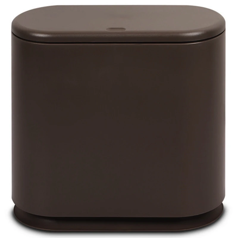 

Pressing Type Plastic Trash Can Oval Push-Type Flip Cover Bathroom Sanitary Bucket Storage Bucket Household Cleaning Tool