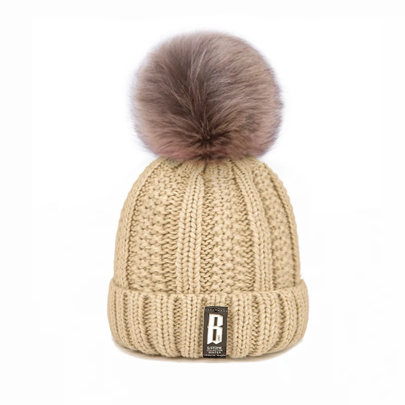 Khaki hat Новинка, вязаная зимняя шапка, шарф, набор, для женщин, толстая хлопковая шапка и шарф-кольцо, женские вязаные зимние аксессуары, подарок для девочек - Цвет: Khaki hat