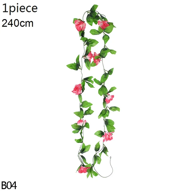 Artificial Flowers Vine Garland Wisteria Silk Artificial Rattan Hanging Flowers Romantic Wedding Arch Decoration Fake Ivy Plants B04-1pcs-white red