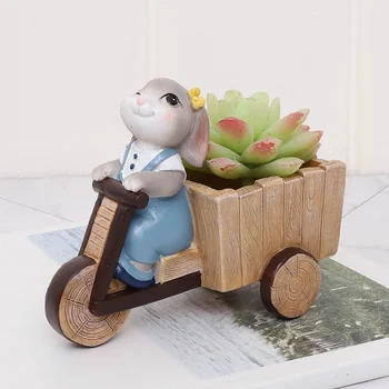 

Lovely Rabbit Flowerpot Cartoon Animal Succulent Plant Pot Resin Planter Home Decor Thanksgiving Harvest Desktop Decoration