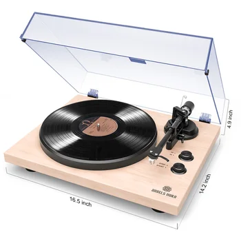 

Record Player Stereo Turntable with Built-in 2-Speed Phono Preamp and Belt Drive White Maple