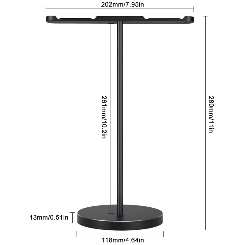Dual Aluminum Headphones Stand Holder Showcase with Solid Heavy Base and Fits for PS4 Gamer Headsets and All Headphones