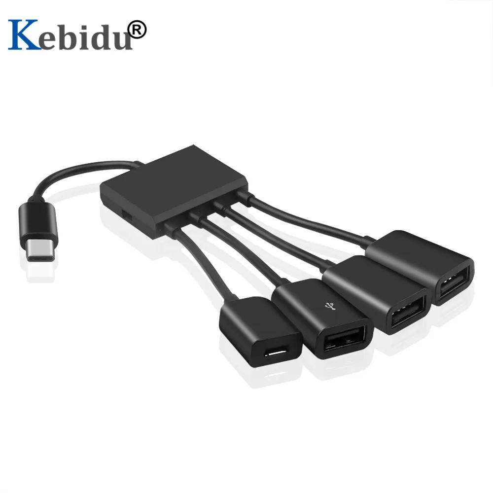 

Kebidu Multiple OTG 4 Port Type-C USB Power Charging Hub Cable Connector Adapter USB C Hub USB 3.1 to 4 USB 2.0 Port HUB