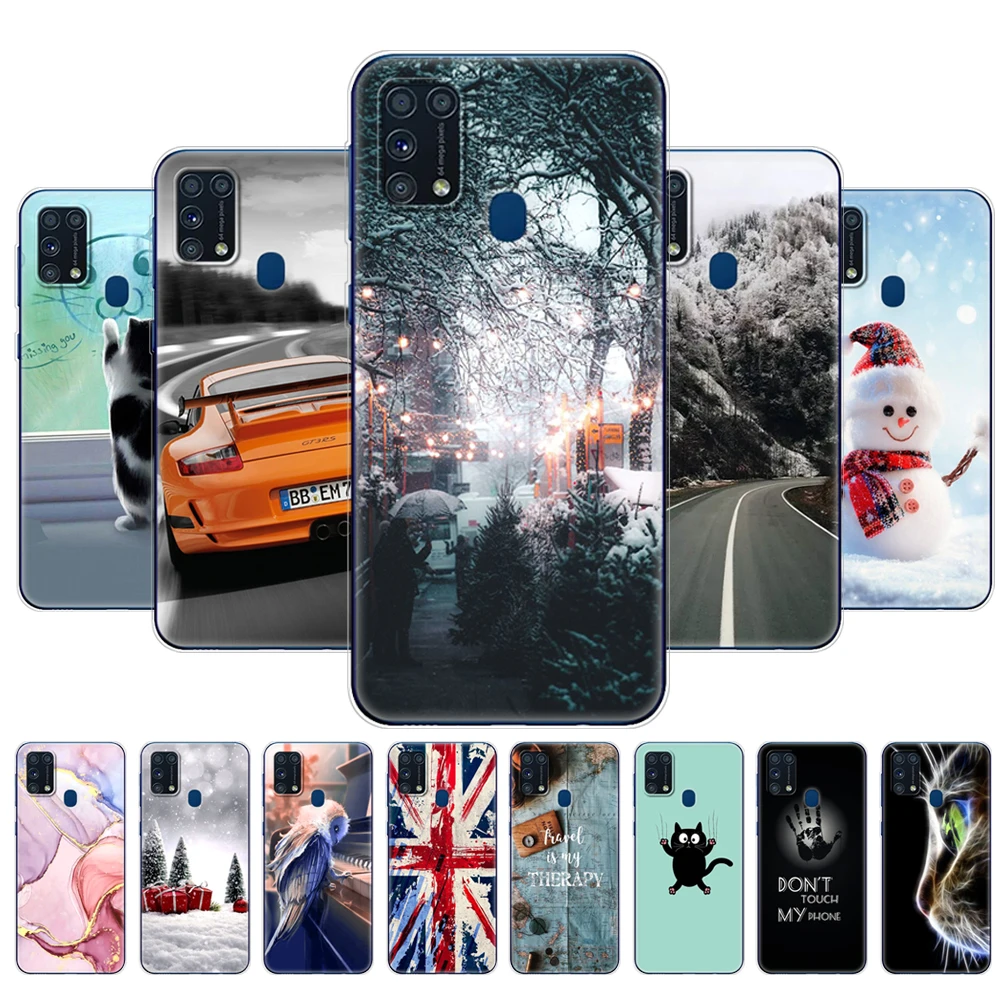 Per Samsung M31 Custodia 6.4 Pollici Tpu Cover Per Samsung Galaxy M 31 Sm-M315 M315 Telefono Posteriore Shell Paraurti Funda Inverno Neve Natale