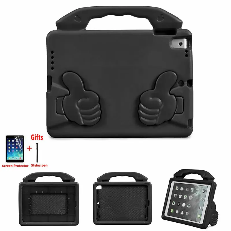 

For iPad 9.7 2017 2018 A1822 A1823 A1893 A1954 Kids Friendly Case Thumb design EVA Foam shockproof Stand cover Funda + Film +Pen