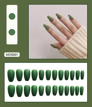 

Nail Manicure Nail Patch Waterproof Wear a Finished Product Nail Tip Dull Polish Green Waterproof 24pcs
