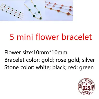 

10mm 925 sterling silver bracelet high-end fashion romantic 5 flower clover bracelet inlaid stone jewelry fashion wild jewelry