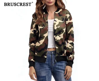 

2019 Fashion Spring Fall Jacket Women Elegant Camouflage Green Jacket Slim Long Sleeve Zipper Plus Size Casual Women Jacket