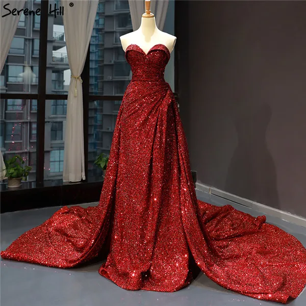 Роскошное Милое сексуальное вечернее платье с блестками без рукавов высокого класса блестящие вечерние платья настоящая фотография HM66681 - Цвет: wine red