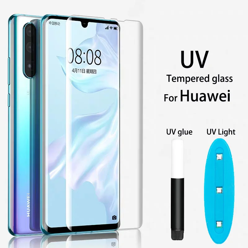 

UV Glue Screen Protector For Huawei Mate 30 20 Pro Tempered Glass Full Cover For Mate 20 Pro P30 Lite UV Glass For P20 P30 Pro