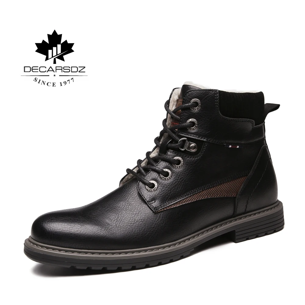 

2019 warm Winter Boots Men Fashion High quality Ankle Boots design Handmade Men's Boots Round head watertight Black Snow Boots