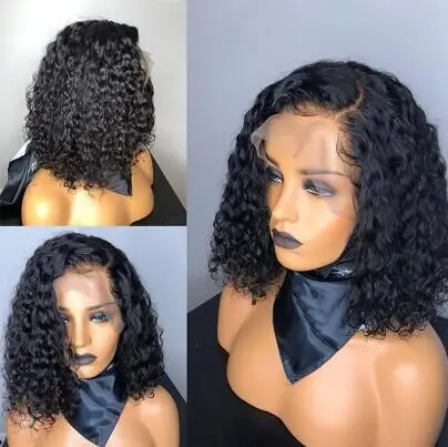 

Deep Curly 360 Lace Front Human Hair Wigs With Bangs 250 Density Brazilian 13x6 Lace Frontal Bob Wig Pre Plucked Dolago Remy
