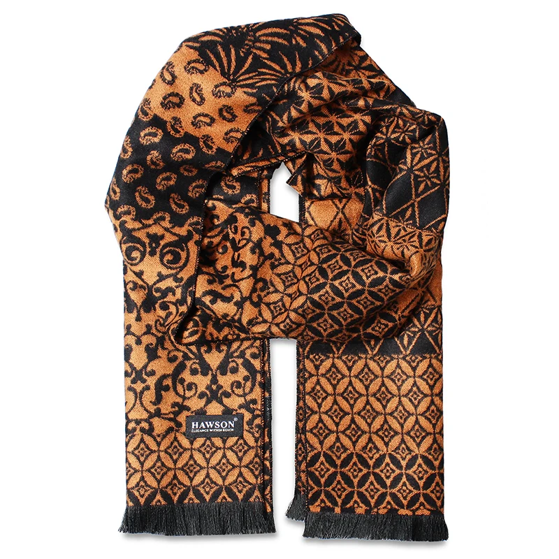 

HAWSON Mens Colorful Scarf with Viscose and Polyester Material Neck Warmer Head Wraps for Men Winter Scarves, Mens Accessory