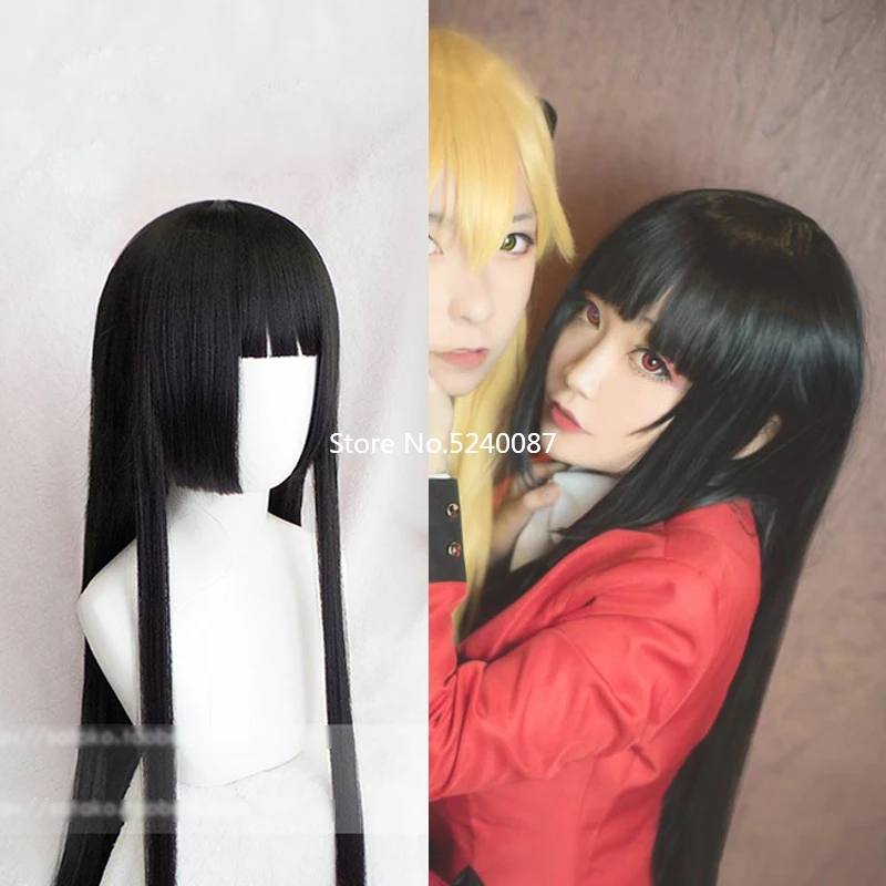 

Girls Women Anime Cosplay Wig Kakegurui Yumeko Jabami Enma Ai Black Straight Hair Akiyama Mio Wigs Roleplay Stage Party Costumes