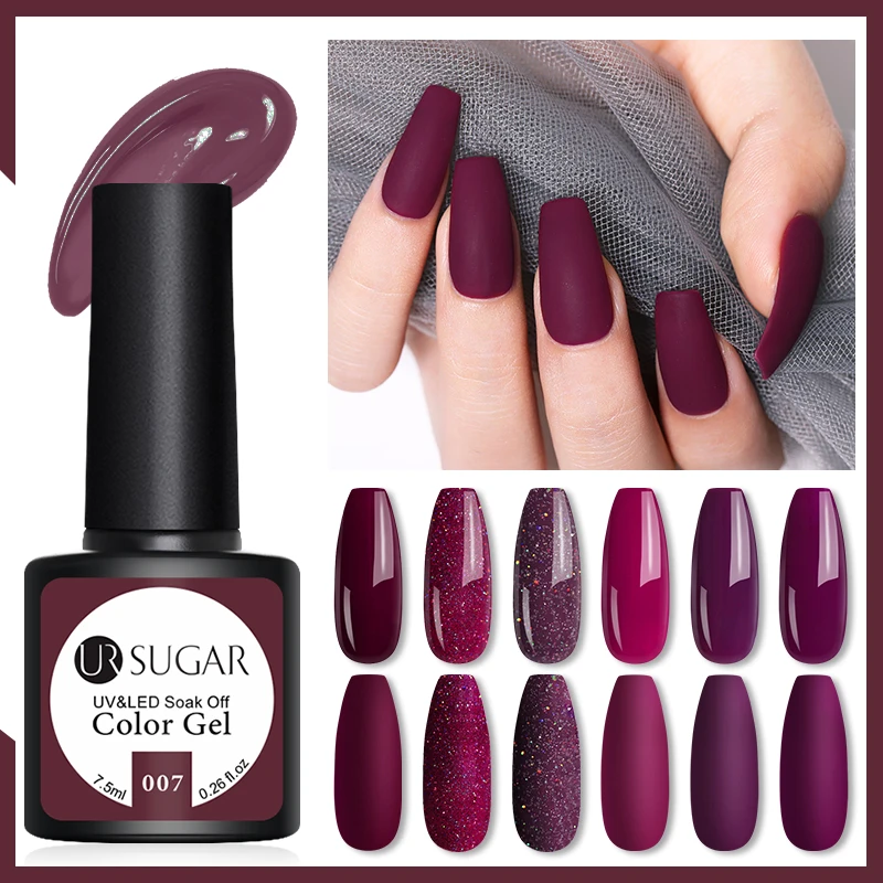Notre Sucre Bourgogne Gel Vernis A Ongles Paillettes Mat Prune D Hiver Couleur Gel Manucure Uv Lampe A Ongles Vernis Base Couche De Finition Polonaise Aliexpress