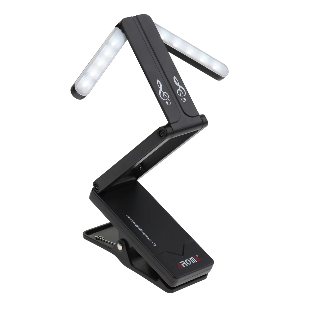 LED Clip-On Orchestra Music Stand Piano with Adapter Rechargeable Light 7.68x0.55inch