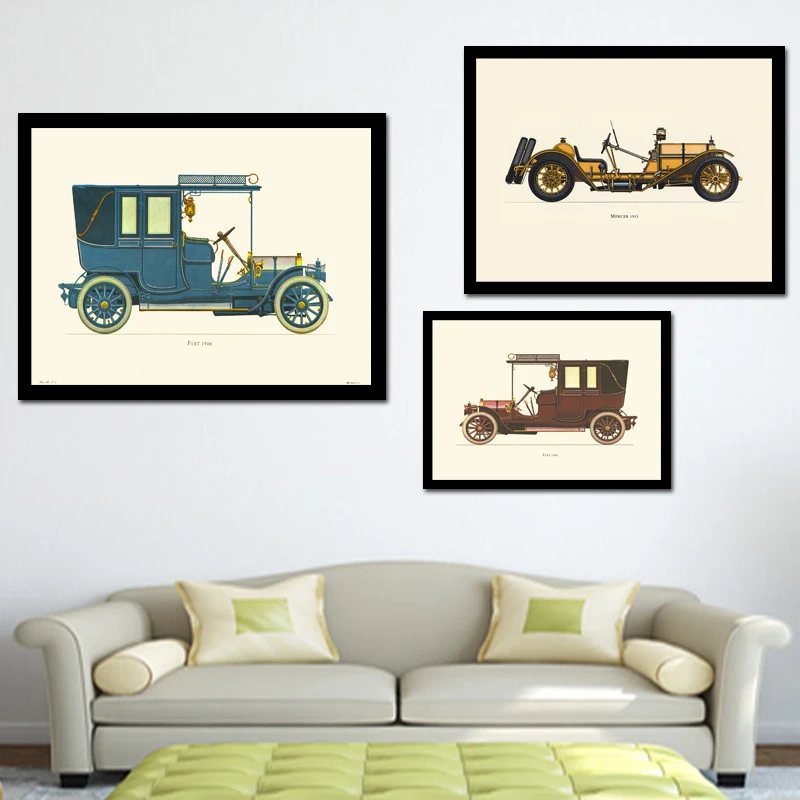 

Vintage Poster Retro Wall Art Car Pictures for The Home Truck Paintings for Interior Frameless Room Decor Canvas