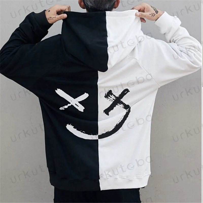 Hot Sale Fashion Plus Size 3XL Hip Hop Street Wear Men Hooded Hoodies Smile Print Sweatshirts Tops Hoodie Clothes