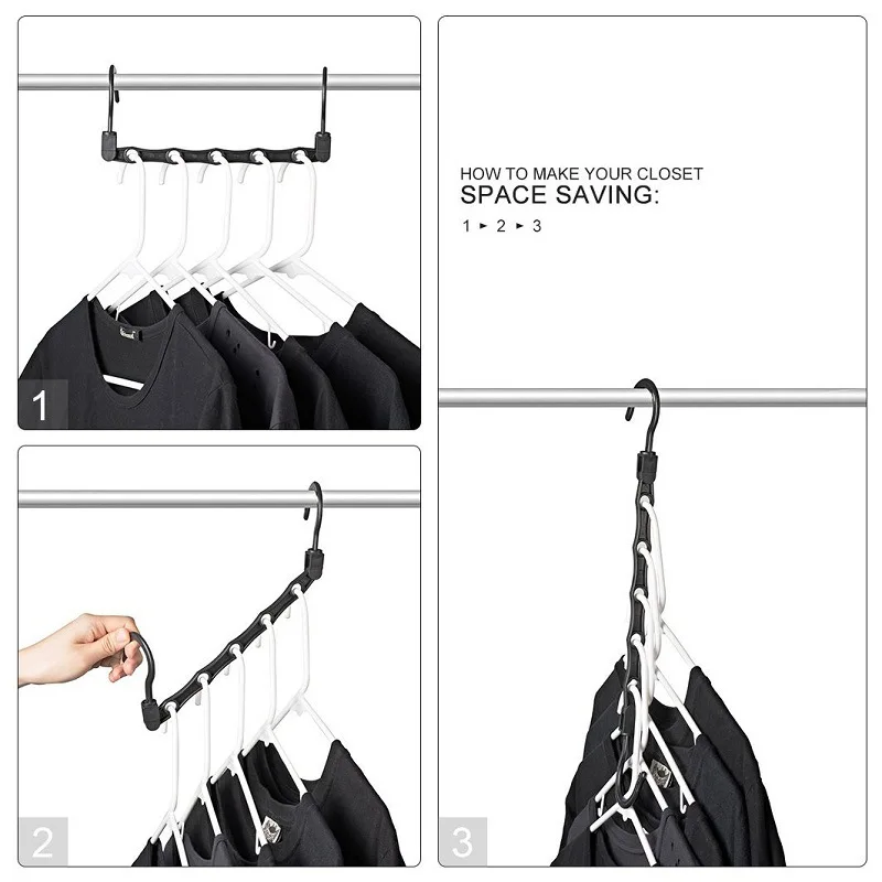 Tofok Creative Plastic Storage Rack With 5 Hole Clothes Hanger Towel Hook Closet Organizer Space Saving Practical Hanger Home