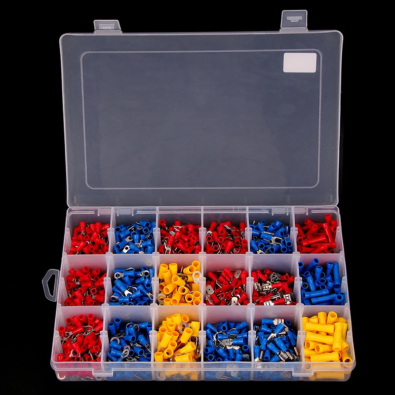 

1200 X Assorted Insulated Electrical Wire Terminal Crimp Connector Spade Set Box