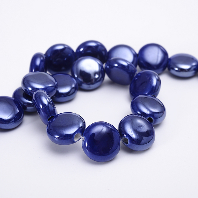 Oblate Ceramics Beads Solid Smooth Loose Spacer Beads for Jewelry Making DIY Bracelet Necklace Earrings Accessories