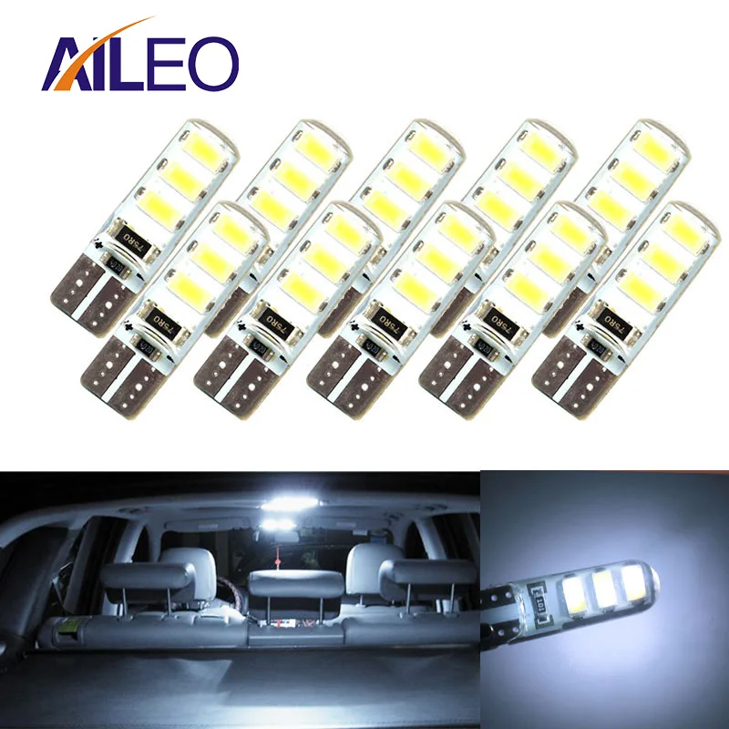 10 шт. светодиодный W5W T10 194 168 W5W COB 6SMD светодиодный светильник для парковки авто клинообразный габаритный светильник CANBUS яркая кварцевая белая лампа