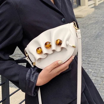 

Luxury Handbags Women Bags Designer Fold Saddle Crossbody Bags for Women 2020 Summer Casual Bead Shoulder Bag Sac A Main Femme