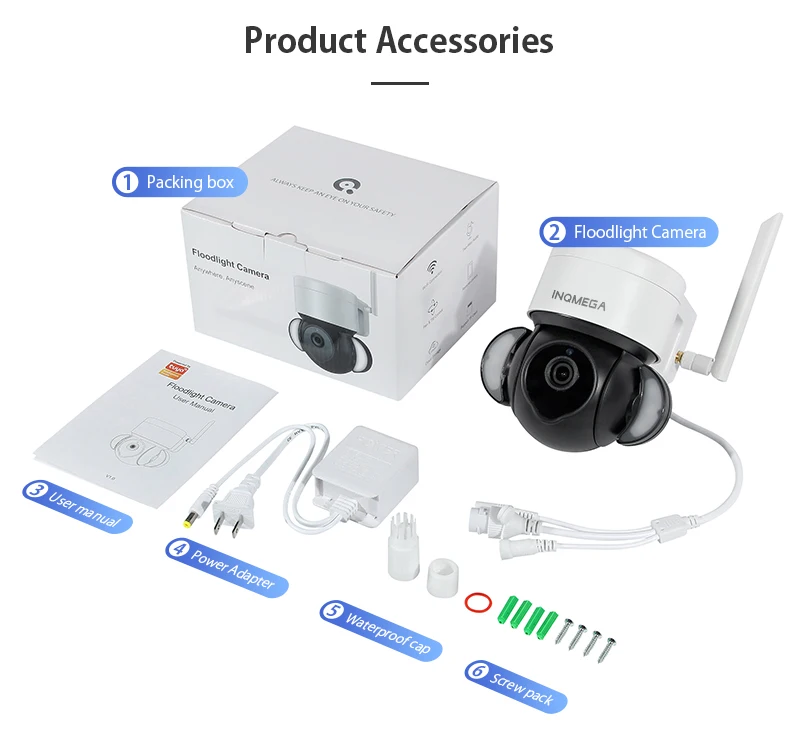 INQMEGA TUYA Alexa Smart Voice Camera Supports Google Homepage, Wired and Wireless Dual Connection Web Camera, Waterproof CCTV