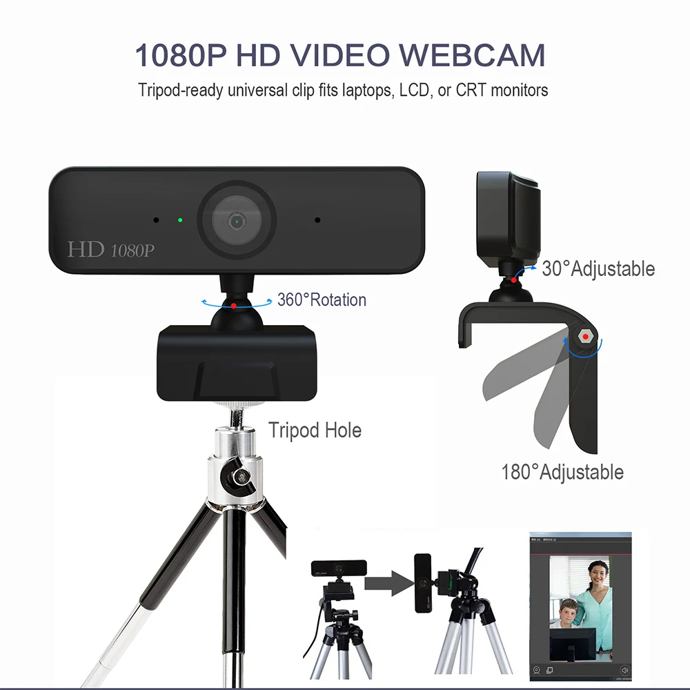 Hxsj S1 веб-камера HD 1080P Веб-камера Встроенный микрофон Автофокус высококачественный Видеозвонок веб-камера CMOS для ПК ноутбука черный