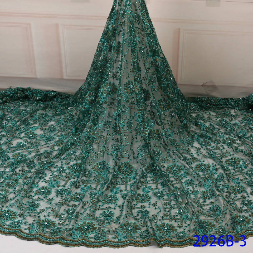 

2019 Embroidry Wedding Lace Fabric 3d African Lace With Beads High Quality African Nigerian Lace For Beads Lace Fabric 2926b