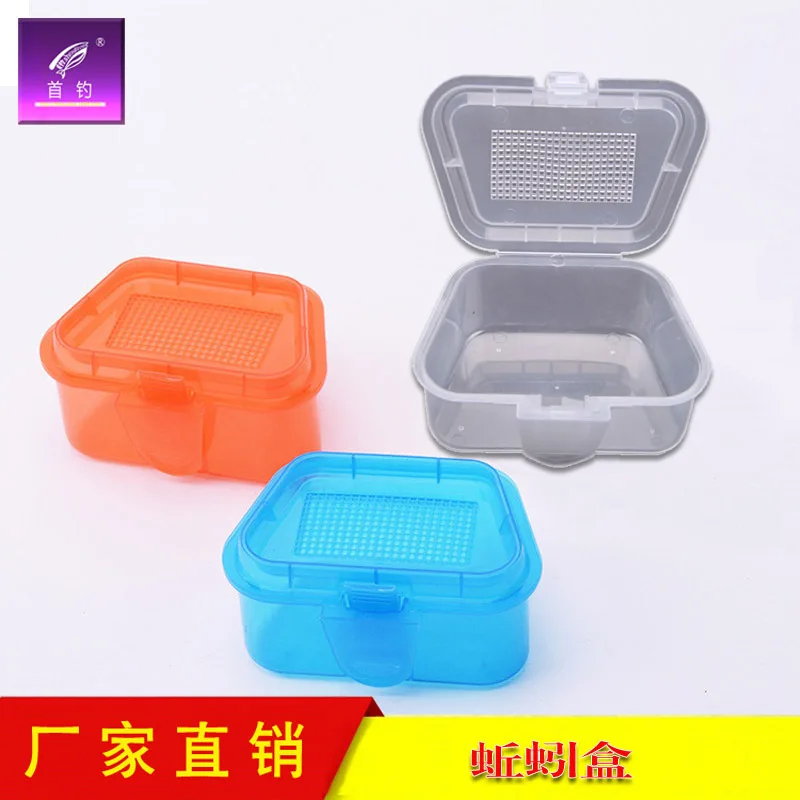 

Shou diao Plastic Live Bait Box Trapezoid Perforated Breathable Earthworm Box Thick Transparent Fishing Gear Bloodworm Box