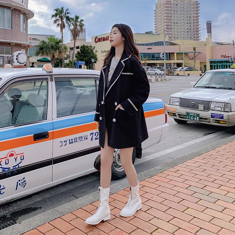 

Large Cargo out-Now 19 Spring Clothing Contrast Color Black And White with Pattern Small Suit 8402-8915 ()