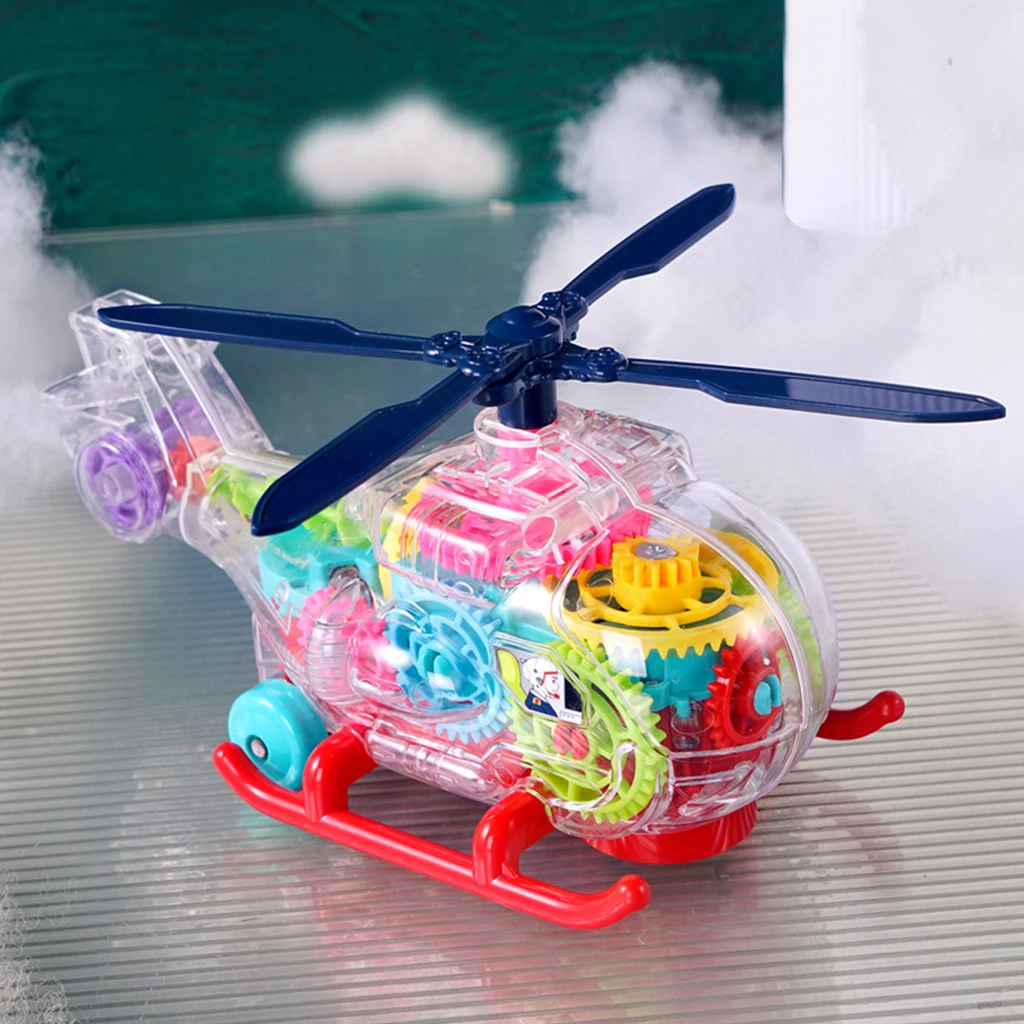 Colorful Transparent Gear Helicopter Toy Sounding Lighting Music Aircraft  Toys Learning Hand-eye Coordination - Vocal Toys - AliExpress