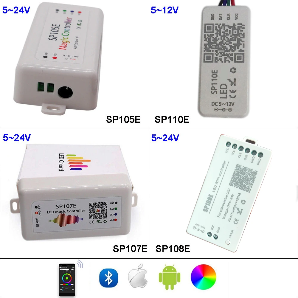 Светодиодный музыкальный контроллер SP108E Wi Fi WS2811 WS2812B SP107E SK6812 SP105E Bluetooth APA102 SP110E WS2801