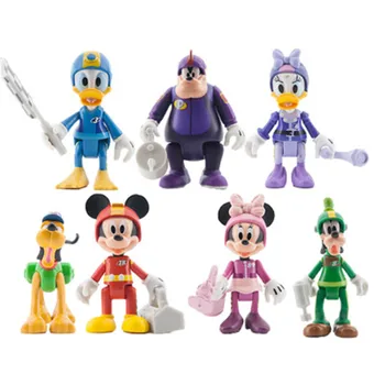 

Disney 7 Pcs/set Mickey Minnie Donald Duck Goofy Motorcycle Race Scenes PVC Action Figure Model Kids Gift Toy X4958