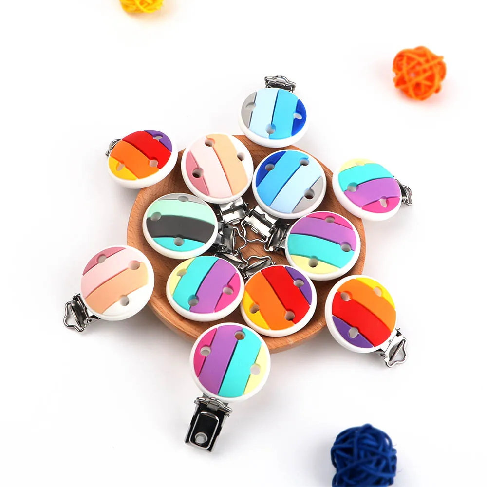 Necklace Silicone Bead-Tool Rainbow-Clip Heart-Accessories Gift Nurs Elephant Baby-Teething