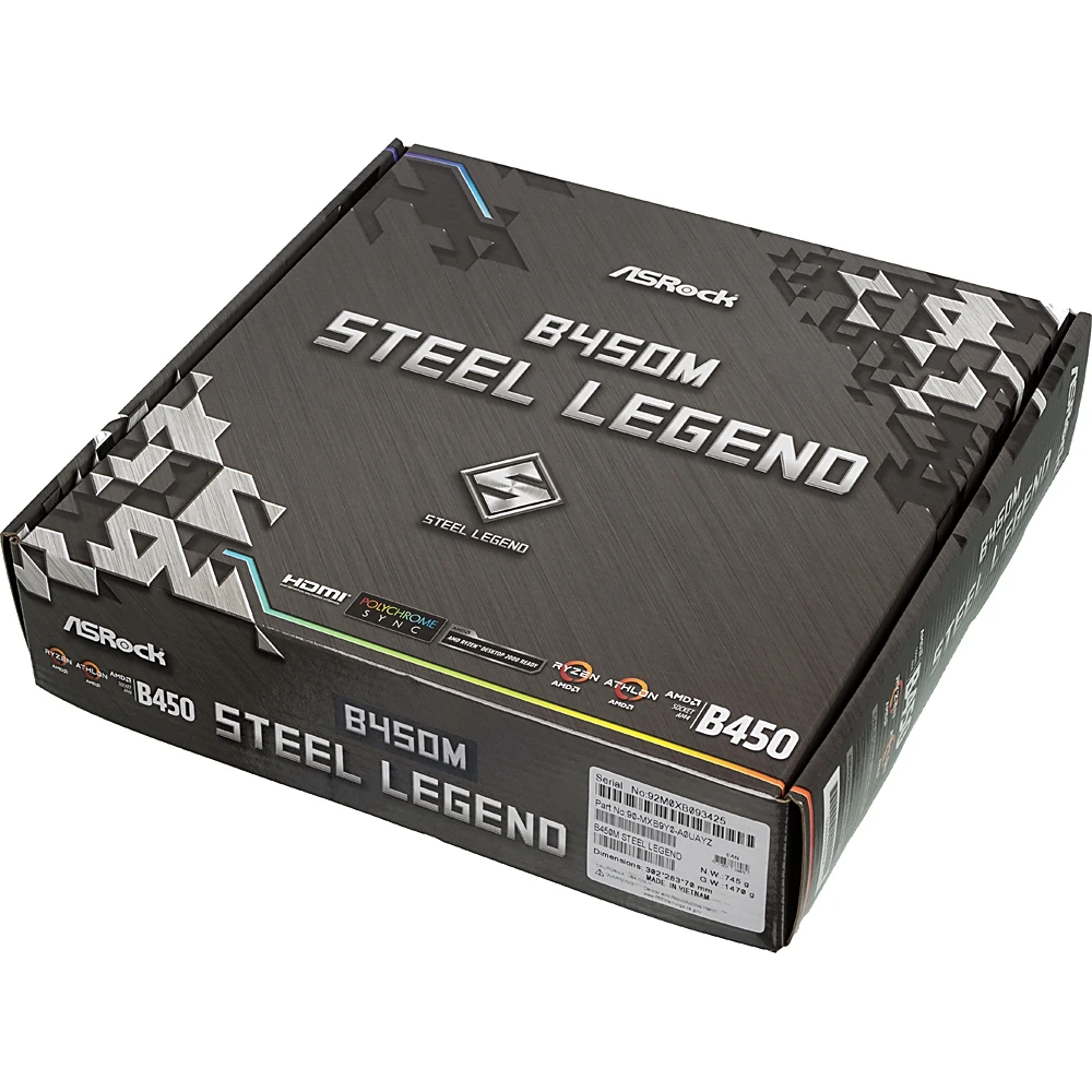 Материнская плата Asrock B450M STEEL LEGEND Soc-AM4 AMD B450 4xDDR4 mATX AC`97 8ch(7.1) GbLAN RAID+H