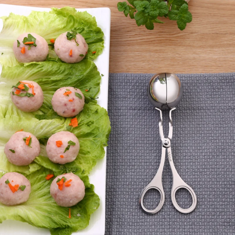 Kitchen Meatball Maker Stainless Steel Ball Making Mold Tool Clip Fish Rice Convenient