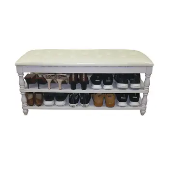 

Solid wood shoes bench Shoe cabinet home European style stool storage door American shoe rack bed end