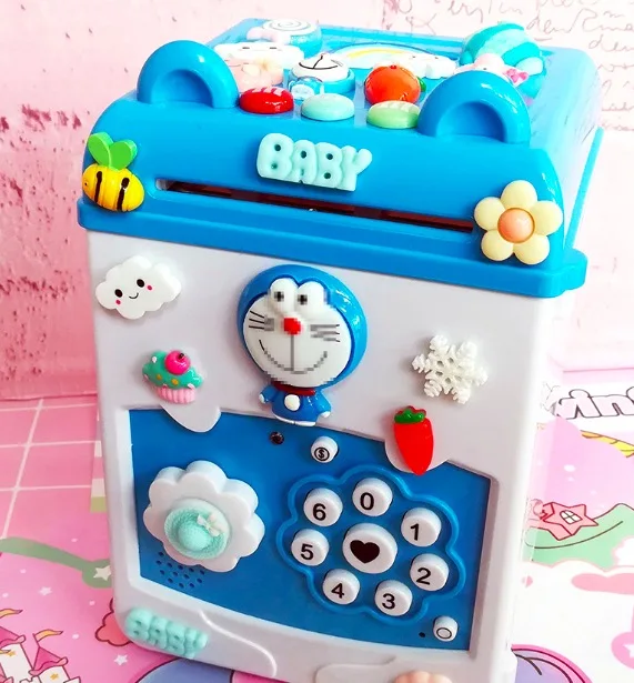 Mint Green 8 model Cartoon Electronic Piggy Bank ATM Password Money Box Cash Coins Saving Box Safe Box Automatic Deposit box Christmas Gift - Color: Mint Green