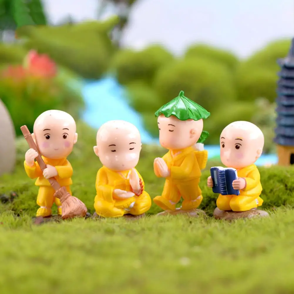 

Cute Min Kungfu Monk Figurine Doll Keychain Pendant DIY Miniature Scenery Decor Bonsai Ornaments Resin Crafts Home Decor Gifts