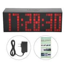 ABS 6 цифр Jumbo светодиодный цифровой будильник, календарь повтора настенные настольные часы(красный, 6-значный цифровой версия) светодиодный Будильник