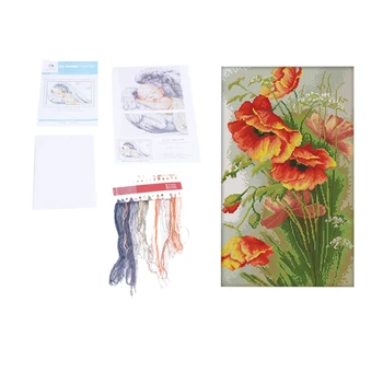

2 set DIY Handmade Needlework Counted Cross Stitch Set Embroidery Kit 14CT Cross-Stitching Home Decoration - py Flowers Patte