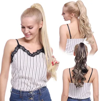 S-noilite 12-26inch claw clip on ponytail hair extension synthetic ponytail enxtension hair for women pony tail hair hairpiece 5
