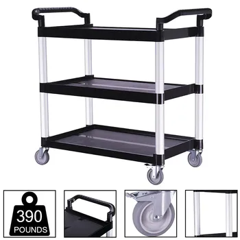 

Transport Saving Storage Rack Mobile Dining Car Trolley Three-tier Stainless Steel Dining Car Home Kitchen Tea Cart