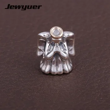 

Christmas collection Silver Angel charms 925 sterling silver jewelry with gold charm fit bead bracelets diy for women GD084