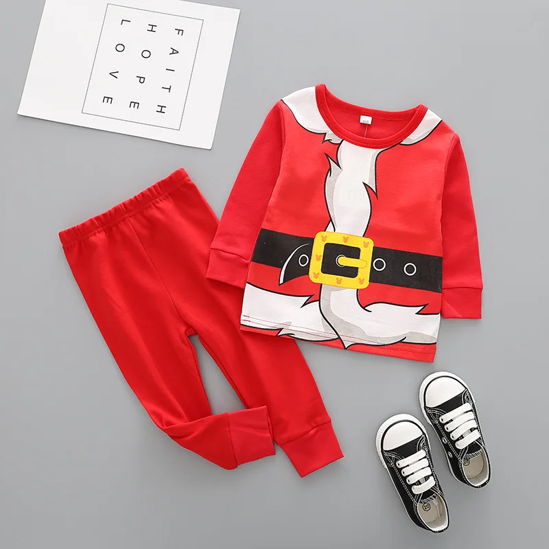 Г. Детские рождественские пижамы, комплект одежды, одежда для сна для мальчиков пижамы для маленьких девочек, Топы+ штаны, детский Рождественский комплект одежды из 2 предметов - Цвет: AF028-D