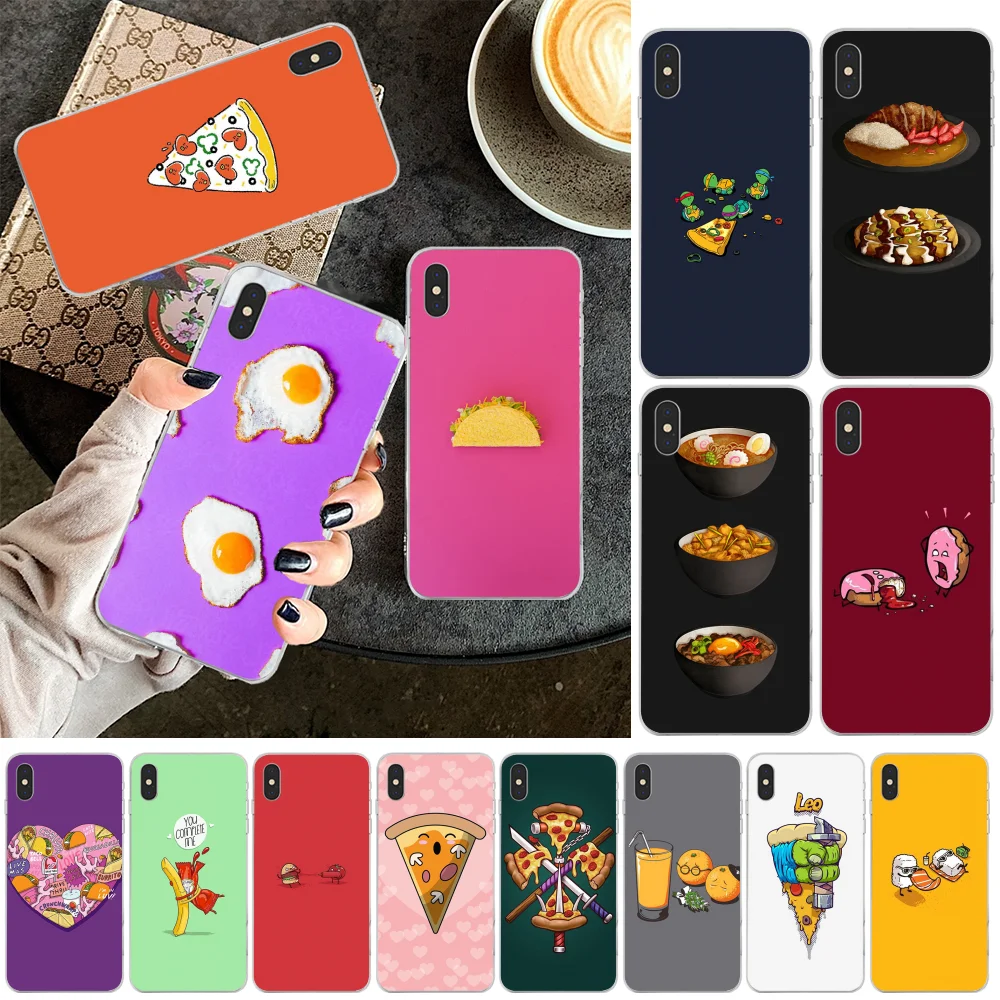 BaweiTE Cartoon sushi noodle pizza food DIY Luxury Phone Case for iPhone 11 pro XS MAX 8 7 6 6S Plus X 5 5S SE XR cover | Мобильные