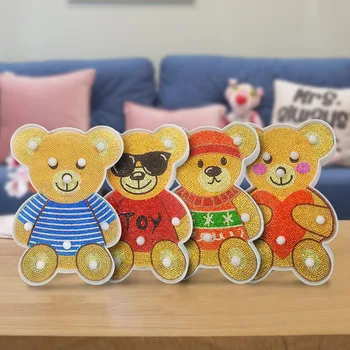 

DIY Bear LED Diamond Painting Light Cross Stitch Embroidery Full Drill Special Shaped Lamp Home Decoration Gift Night Lamp